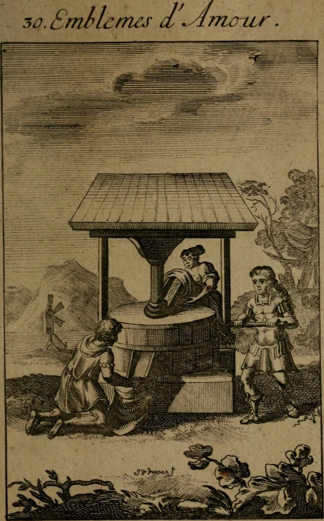 An illustration from Emblemes d'amour en quatre langue, 1683, leaf 126