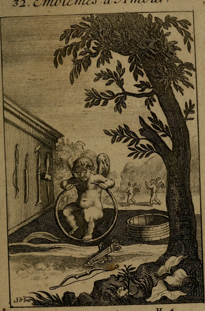An illustration from Emblemes d'amour en quatre langue, 1683, leaf 134