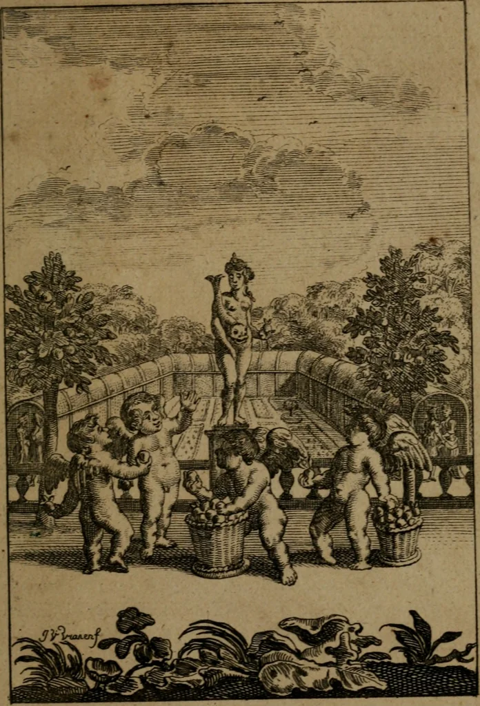 An illustration from Emblemes d'amour en quatre langue, 1683, leaf 142