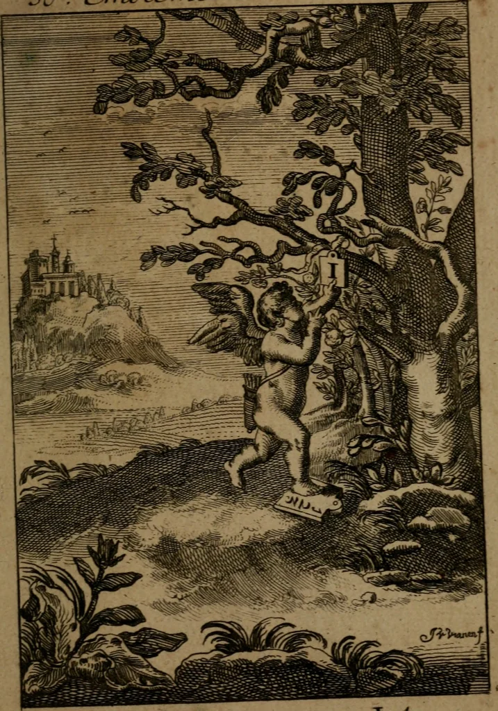 An illustration from Emblemes d'amour en quatre langue, 1683, leaf 150