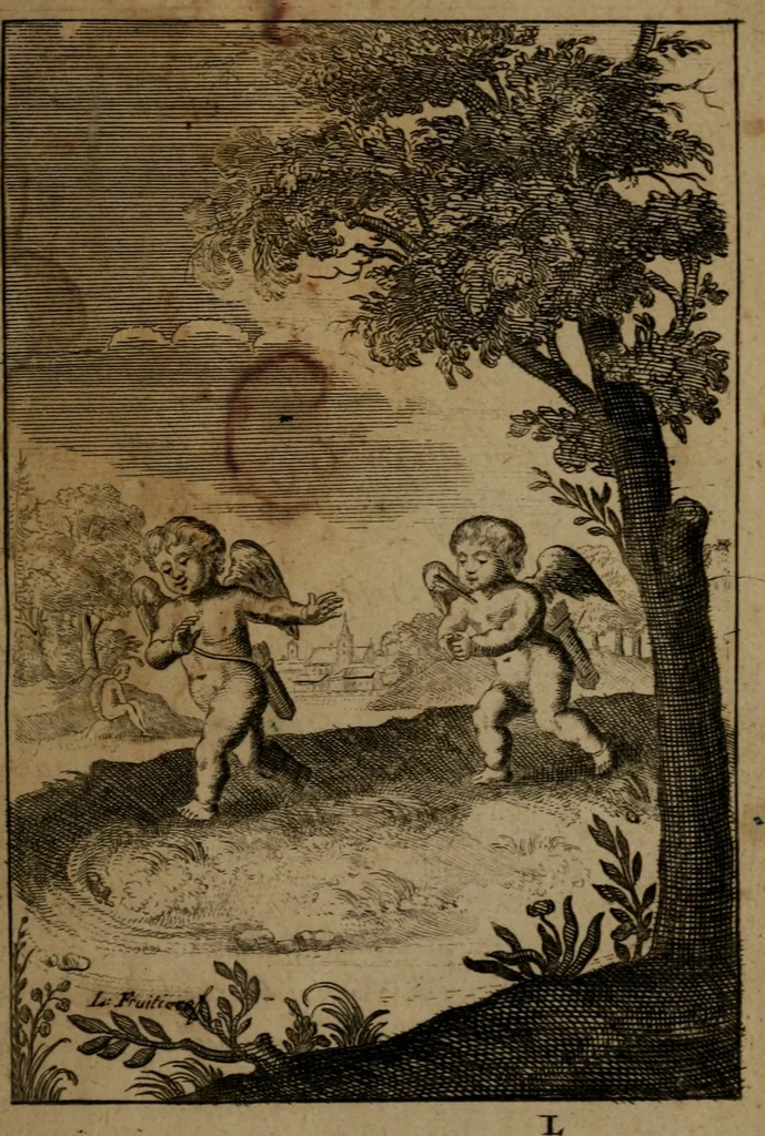 An illustration from Emblemes d'amour en quatre langue, 1683, leaf 170