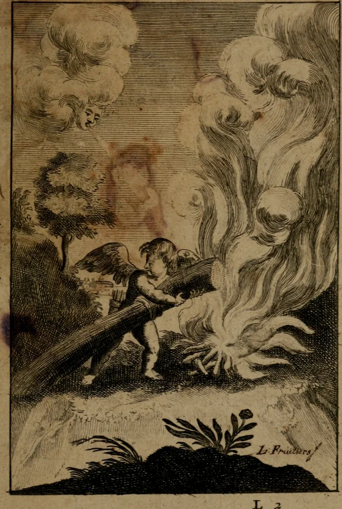 An illustration from Emblemes d'amour en quatre langue, 1683, leaf 174