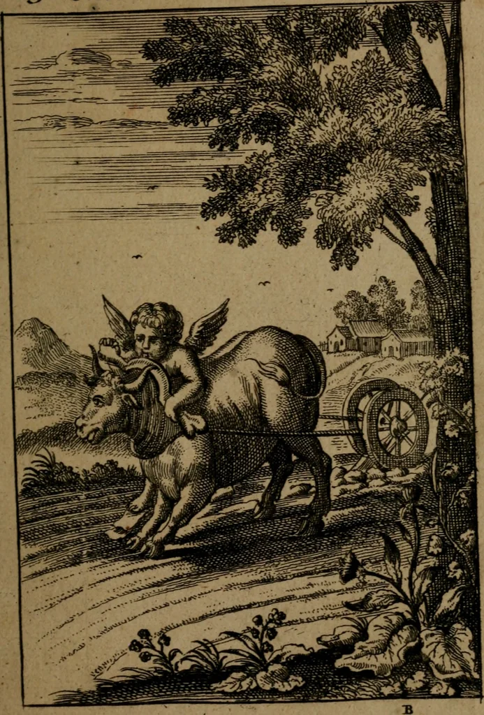An illustration from Emblemes d'amour en quatre langue, 1683, leaf 30
