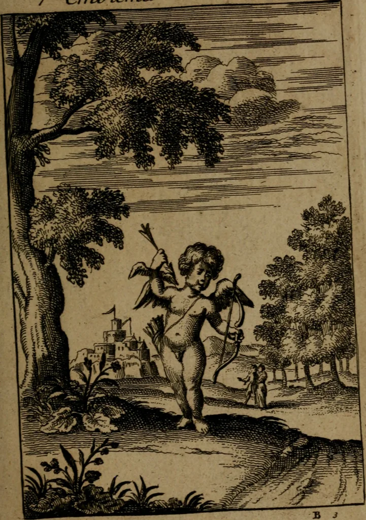 An illustration from Emblemes d'amour en quatre langue, 1683, leaf 34