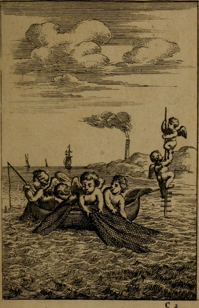 An illustration from Emblemes d'amour en quatre langue, 1683, leaf 50