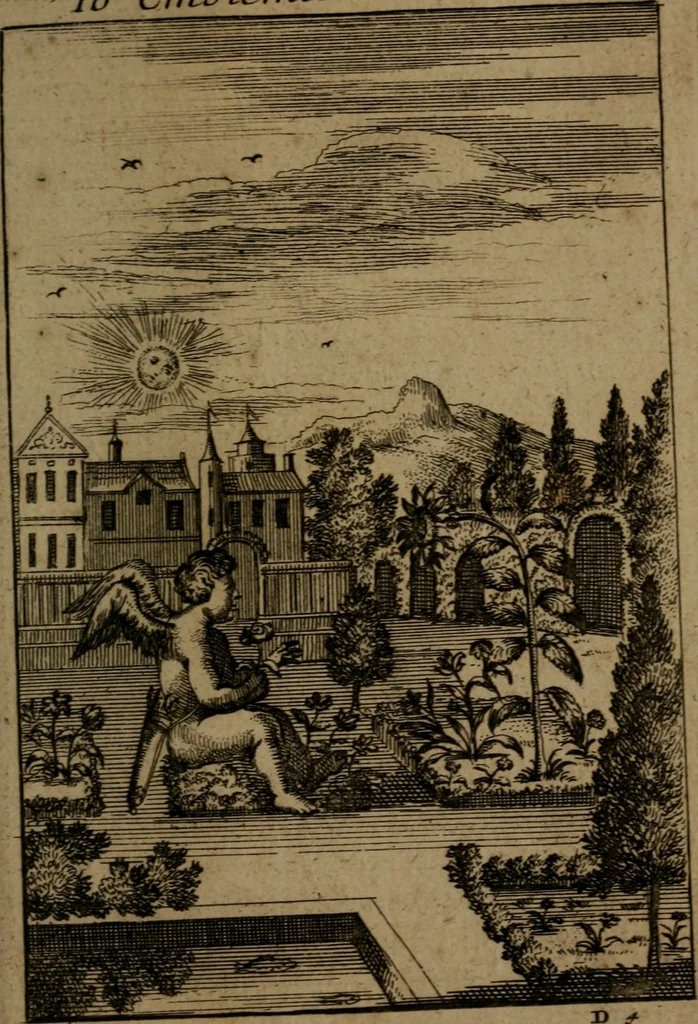 An illustration from Emblemes d'amour en quatre langue, 1683, leaf 74