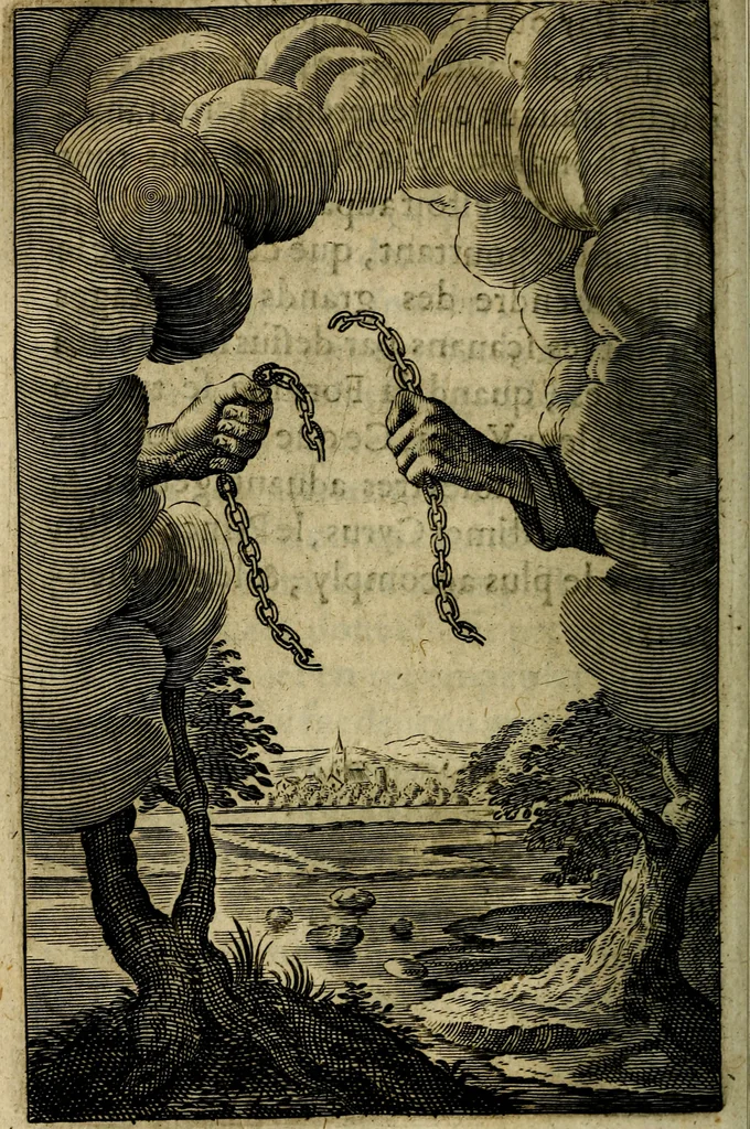 An illustration from Emblemes divers, representez dans cent quarante figures en taille-douce : Enrichis de discours moraux, philosophiques, politiques, et hystoriques ... Où il est traité de la science des roys, princes, ministres d'estats, et generaux d'armées, 1659, leaf 488