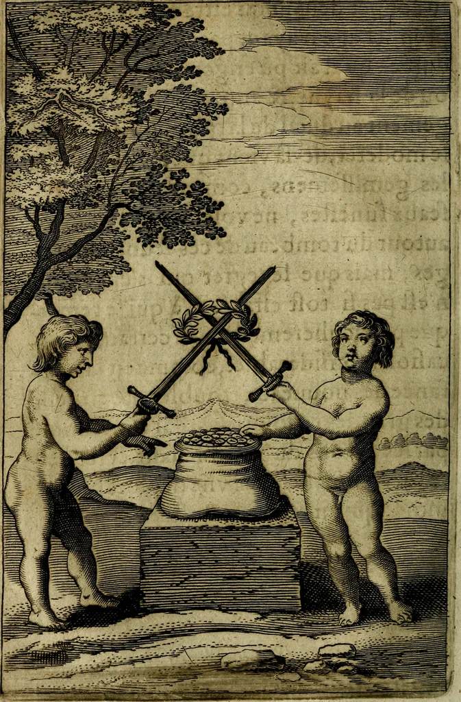 An illustration from Emblemes divers, representez dans cent quarante figures en taille-douce : Enrichis de discours moraux, philosophiques, politiques, et hystoriques ... Où il est traité de la science des roys, princes, ministres d'estats, et generaux d'armées, 1659, leaf 74