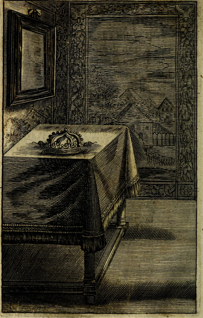 An illustration from Emblemes divers, representez dans cent quarante figures en taille-douce : Enrichis de discours moraux, philosophiques, politiques, et hystoriques ... Où il est traité de la science des roys, princes, ministres d'estats, et generaux d'armées, 1659, leaf 90