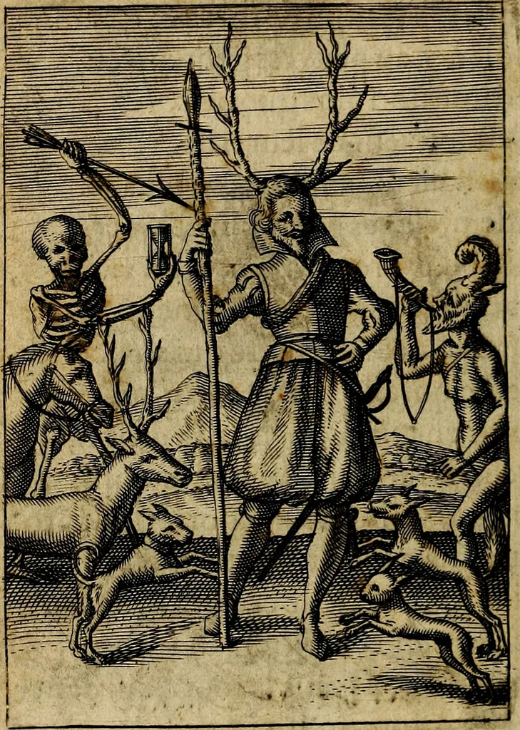 An illustration from Emblemes nouveaux; esquels le cours de ce monde est depeint et representé par certaines figures, desquelles le sens est expliqué par rimes ... Premieremente en allemand & maintenent en françois .., 1617, leaf 103