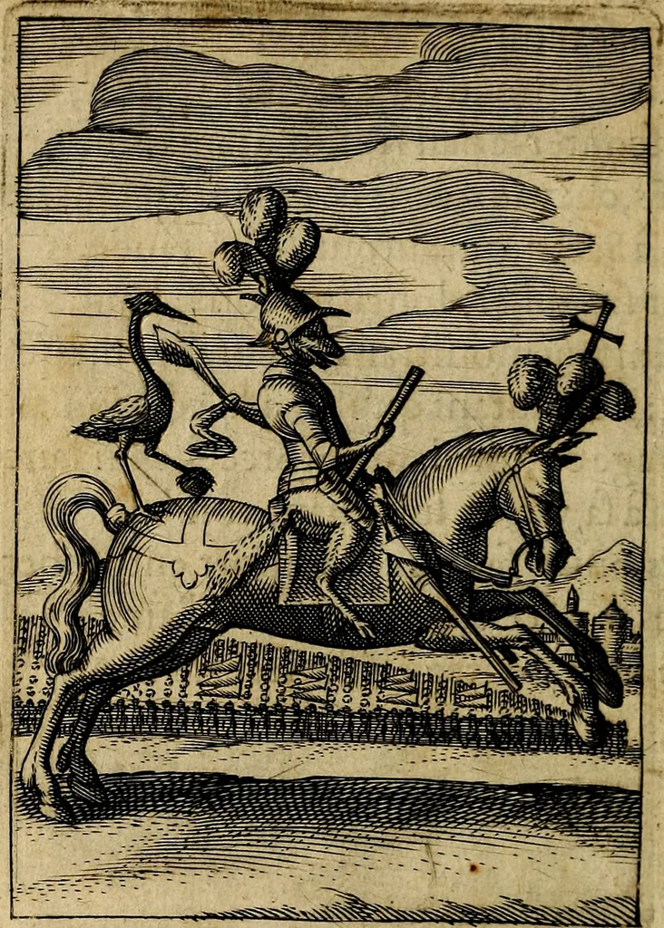 An illustration from Emblemes nouveaux; esquels le cours de ce monde est depeint et representé par certaines figures, desquelles le sens est expliqué par rimes ... Premieremente en allemand & maintenent en françois .., 1617, leaf 105