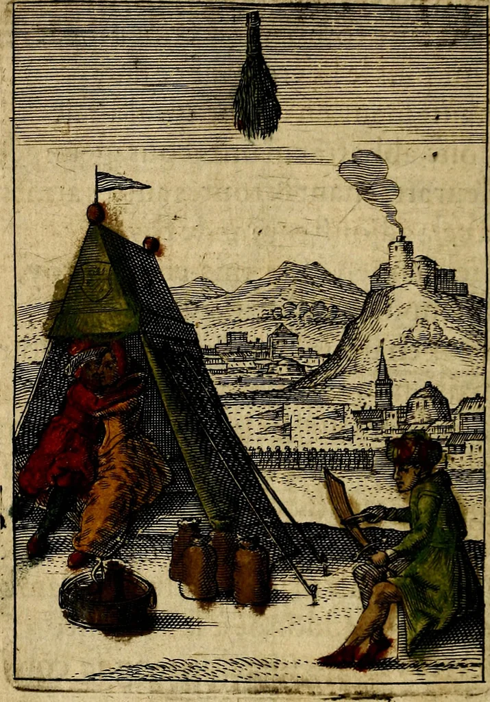 An illustration from Emblemes nouveaux; esquels le cours de ce monde est depeint et representé par certaines figures, desquelles le sens est expliqué par rimes ... Premieremente en allemand & maintenent en françois .., 1617, leaf 109