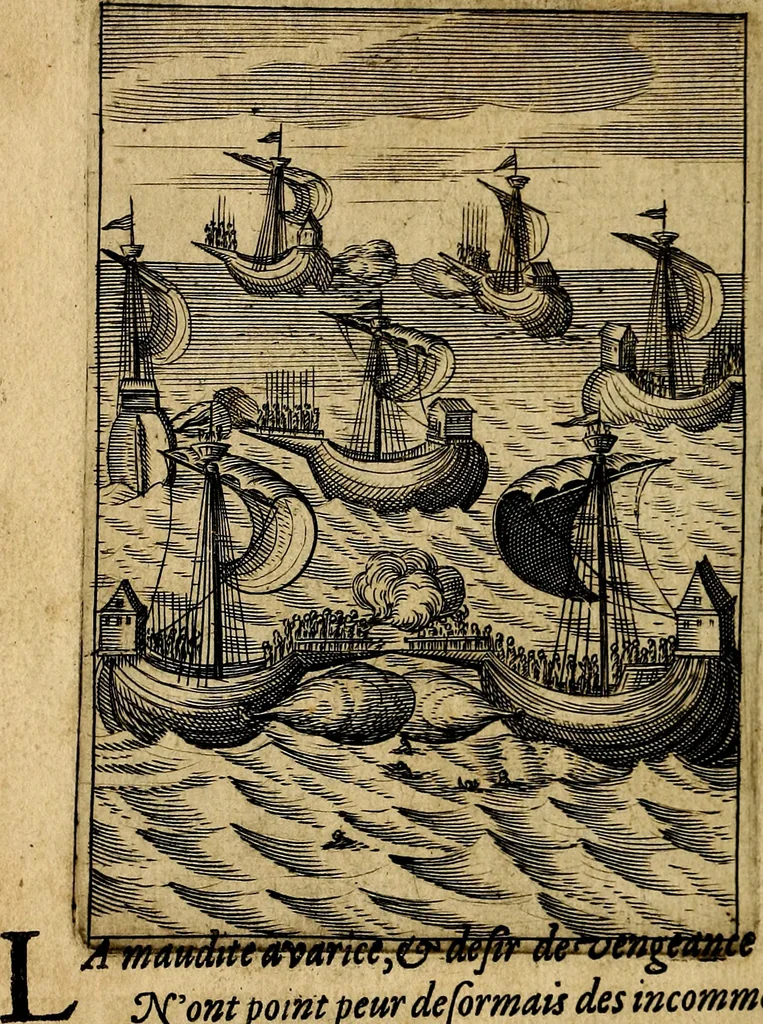 An illustration from Emblemes nouveaux; esquels le cours de ce monde est depeint et representé par certaines figures, desquelles le sens est expliqué par rimes ... Premieremente en allemand & maintenent en françois .., 1617, leaf 115