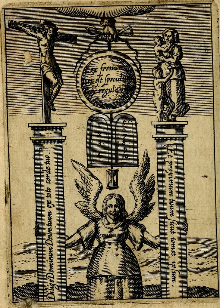 An illustration from Emblemes nouveaux; esquels le cours de ce monde est depeint et representé par certaines figures, desquelles le sens est expliqué par rimes ... Premieremente en allemand & maintenent en françois .., 1617, leaf 119