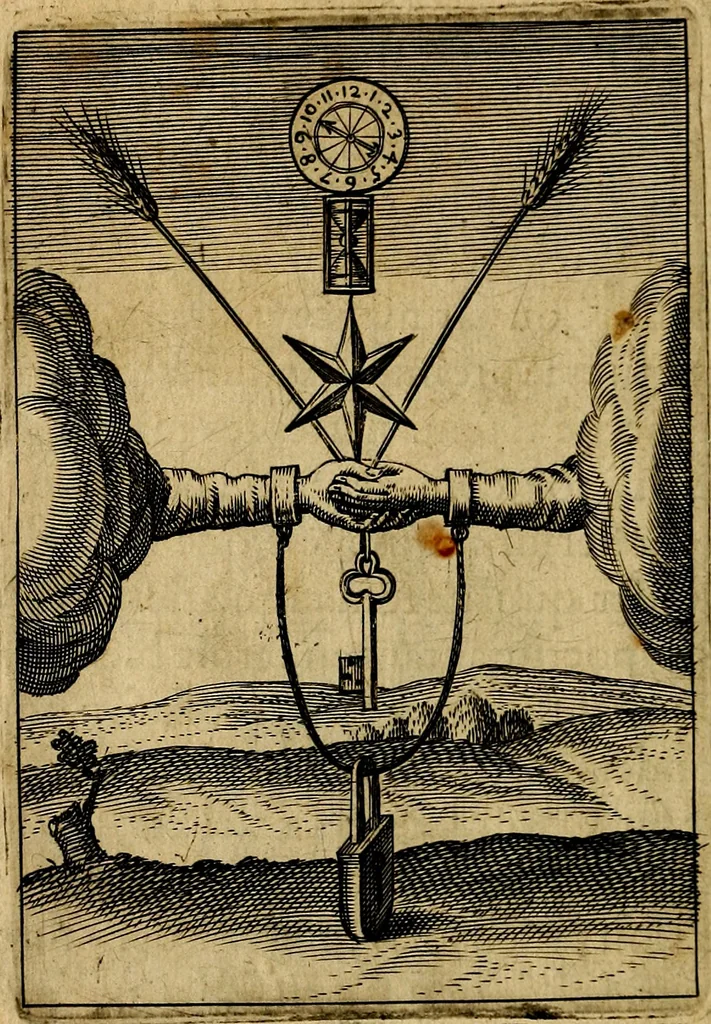 An illustration from Emblemes nouveaux; esquels le cours de ce monde est depeint et representé par certaines figures, desquelles le sens est expliqué par rimes ... Premieremente en allemand & maintenent en françois .., 1617, leaf 121