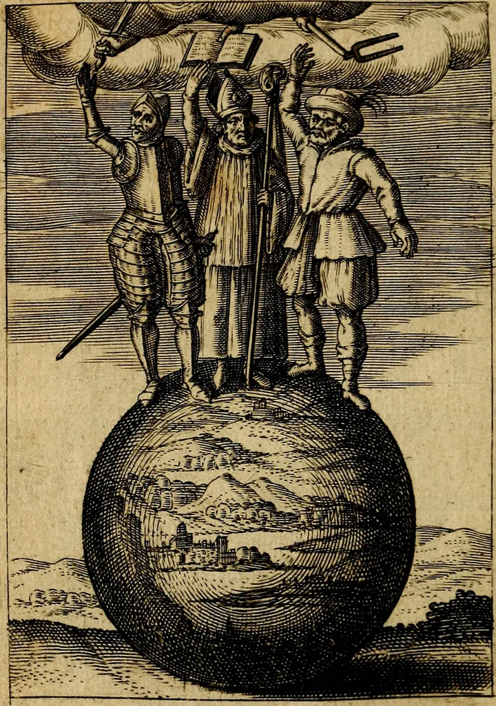 An illustration from Emblemes nouveaux; esquels le cours de ce monde est depeint et representé par certaines figures, desquelles le sens est expliqué par rimes ... Premieremente en allemand & maintenent en françois .., 1617, leaf 13