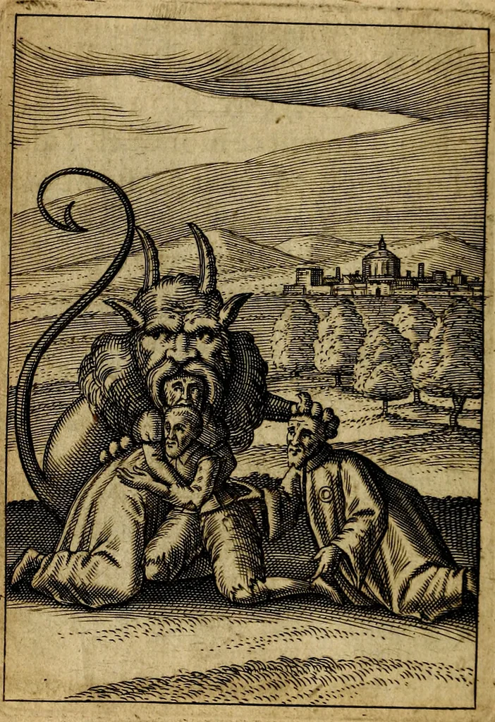 An illustration from Emblemes nouveaux; esquels le cours de ce monde est depeint et representé par certaines figures, desquelles le sens est expliqué par rimes ... Premieremente en allemand & maintenent en françois .., 1617, leaf 131