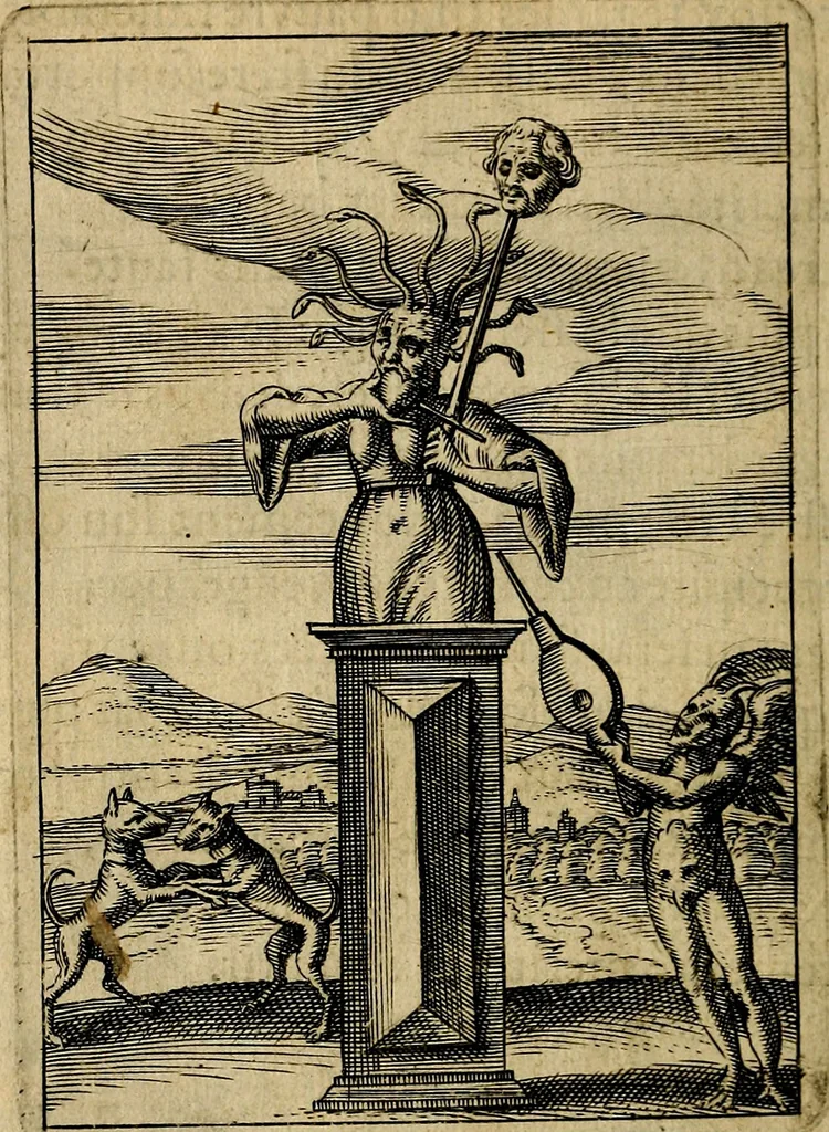 An illustration from Emblemes nouveaux; esquels le cours de ce monde est depeint et representé par certaines figures, desquelles le sens est expliqué par rimes ... Premieremente en allemand & maintenent en françois .., 1617, leaf 139