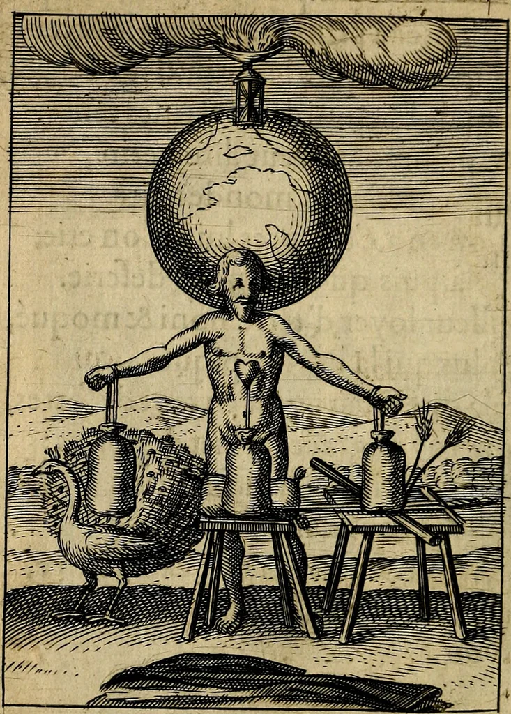 An illustration from Emblemes nouveaux; esquels le cours de ce monde est depeint et representé par certaines figures, desquelles le sens est expliqué par rimes ... Premieremente en allemand & maintenent en françois .., 1617, leaf 147