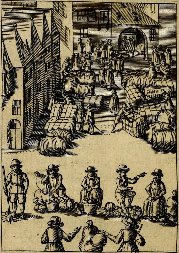 An illustration from Emblemes nouveaux; esquels le cours de ce monde est depeint et representé par certaines figures, desquelles le sens est expliqué par rimes ... Premieremente en allemand & maintenent en françois .., 1617, leaf 151
