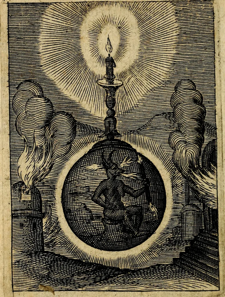 An illustration from Emblemes nouveaux; esquels le cours de ce monde est depeint et representé par certaines figures, desquelles le sens est expliqué par rimes ... Premieremente en allemand & maintenent en françois .., 1617, leaf 159