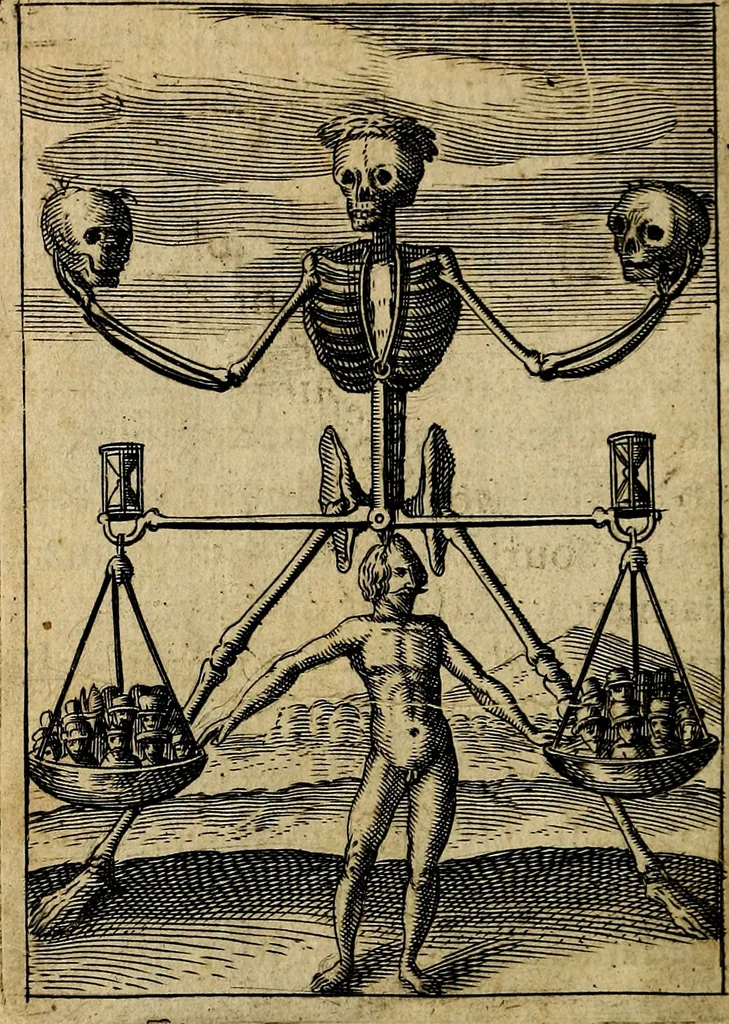 An illustration from Emblemes nouveaux; esquels le cours de ce monde est depeint et representé par certaines figures, desquelles le sens est expliqué par rimes ... Premieremente en allemand & maintenent en françois .., 1617, leaf 163