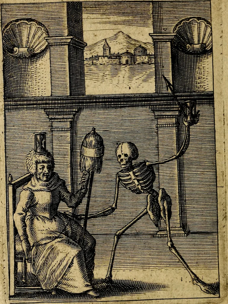 An illustration from Emblemes nouveaux; esquels le cours de ce monde est depeint et representé par certaines figures, desquelles le sens est expliqué par rimes ... Premieremente en allemand & maintenent en françois .., 1617, leaf 167