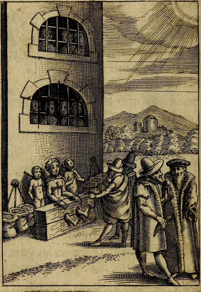 An illustration from Emblemes nouveaux; esquels le cours de ce monde est depeint et representé par certaines figures, desquelles le sens est expliqué par rimes ... Premieremente en allemand & maintenent en françois .., 1617, leaf 19