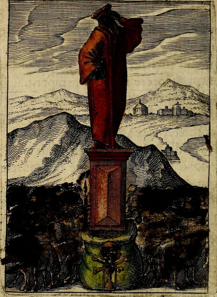 An illustration from Emblemes nouveaux; esquels le cours de ce monde est depeint et representé par certaines figures, desquelles le sens est expliqué par rimes ... Premieremente en allemand & maintenent en françois .., 1617, leaf 35