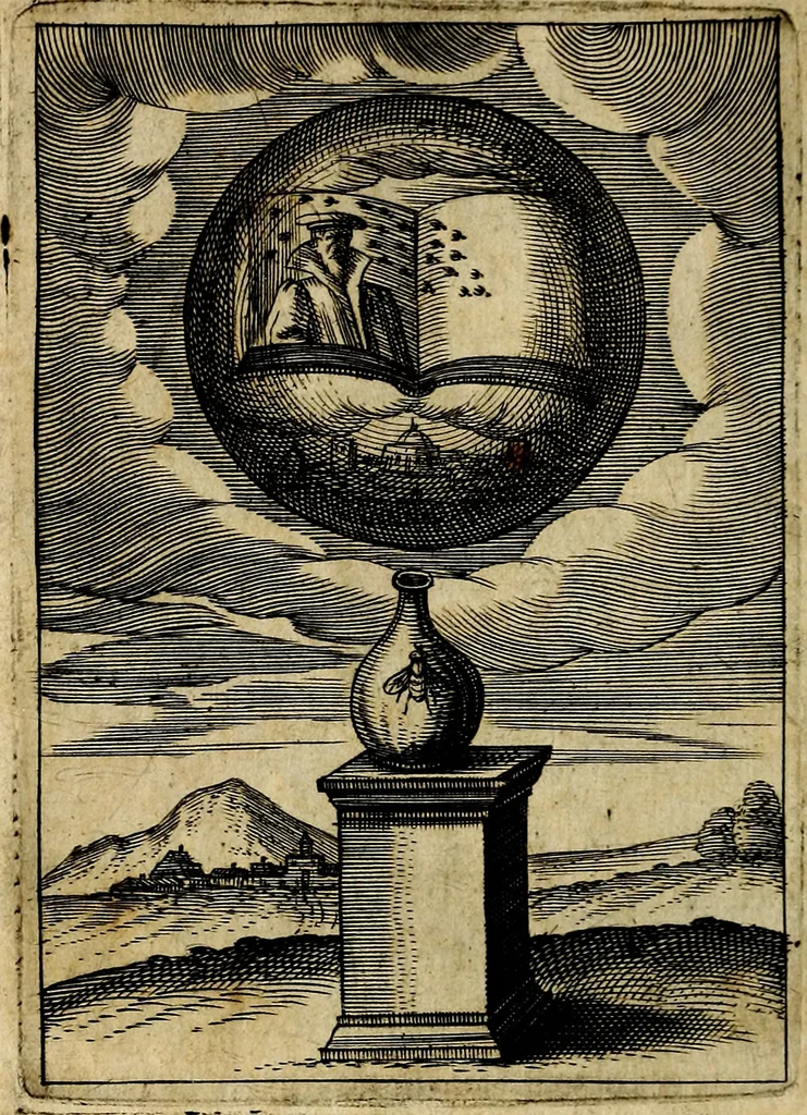 An illustration from Emblemes nouveaux; esquels le cours de ce monde est depeint et representé par certaines figures, desquelles le sens est expliqué par rimes ... Premieremente en allemand & maintenent en françois .., 1617, leaf 37