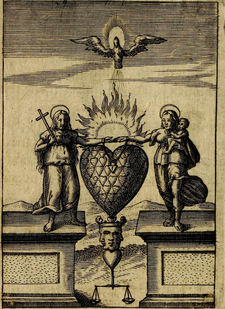 An illustration from Emblemes nouveaux; esquels le cours de ce monde est depeint et representé par certaines figures, desquelles le sens est expliqué par rimes ... Premieremente en allemand & maintenent en françois .., 1617, leaf 47