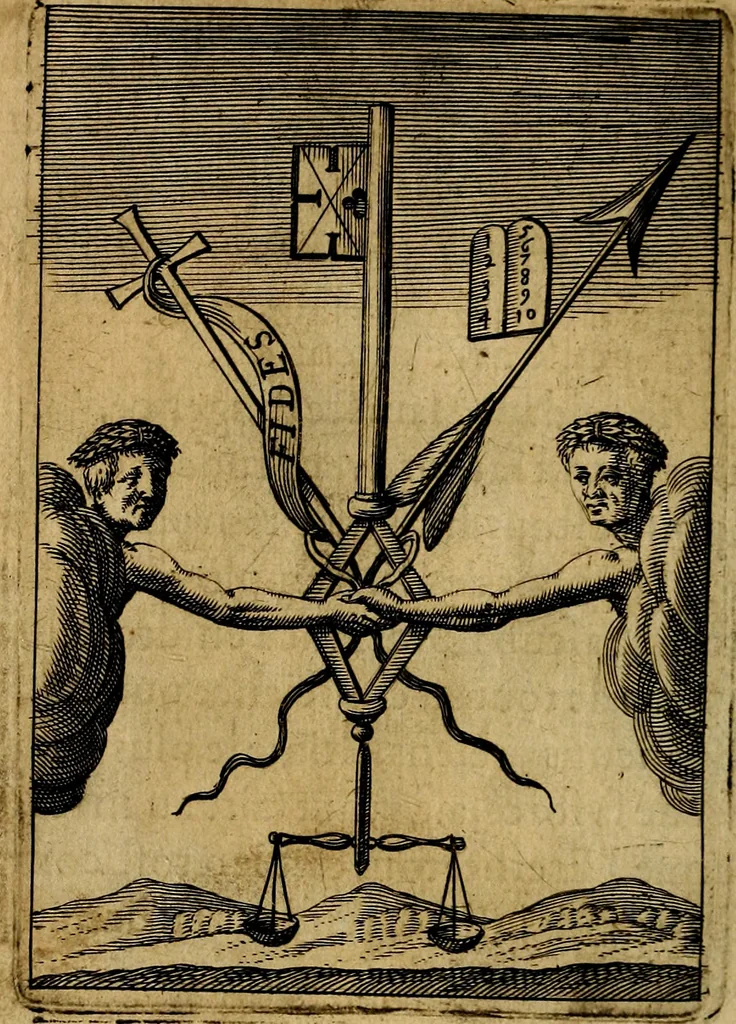 An illustration from Emblemes nouveaux; esquels le cours de ce monde est depeint et representé par certaines figures, desquelles le sens est expliqué par rimes ... Premieremente en allemand & maintenent en françois .., 1617, leaf 63