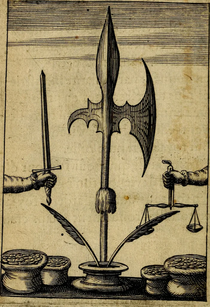 An illustration from Emblemes nouveaux; esquels le cours de ce monde est depeint et representé par certaines figures, desquelles le sens est expliqué par rimes ... Premieremente en allemand & maintenent en françois .., 1617, leaf 67