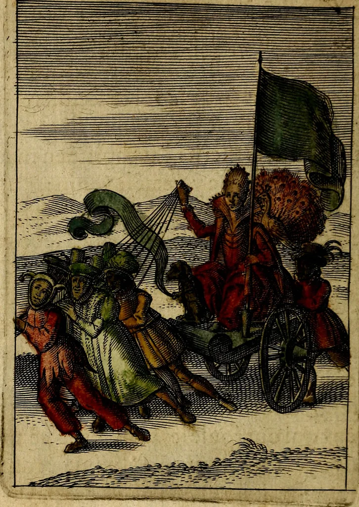 An illustration from Emblemes nouveaux; esquels le cours de ce monde est depeint et representé par certaines figures, desquelles le sens est expliqué par rimes ... Premieremente en allemand & maintenent en françois .., 1617, leaf 83