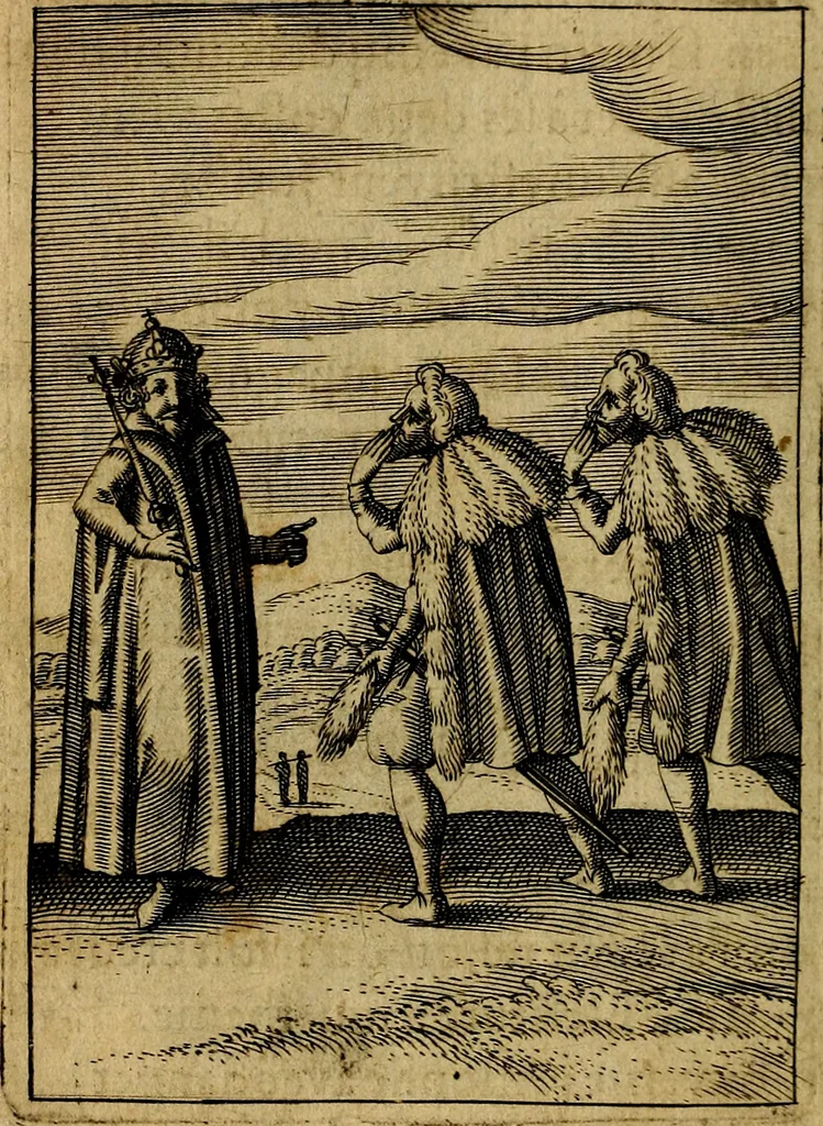 An illustration from Emblemes nouveaux; esquels le cours de ce monde est depeint et representé par certaines figures, desquelles le sens est expliqué par rimes ... Premieremente en allemand & maintenent en françois .., 1617, leaf 87