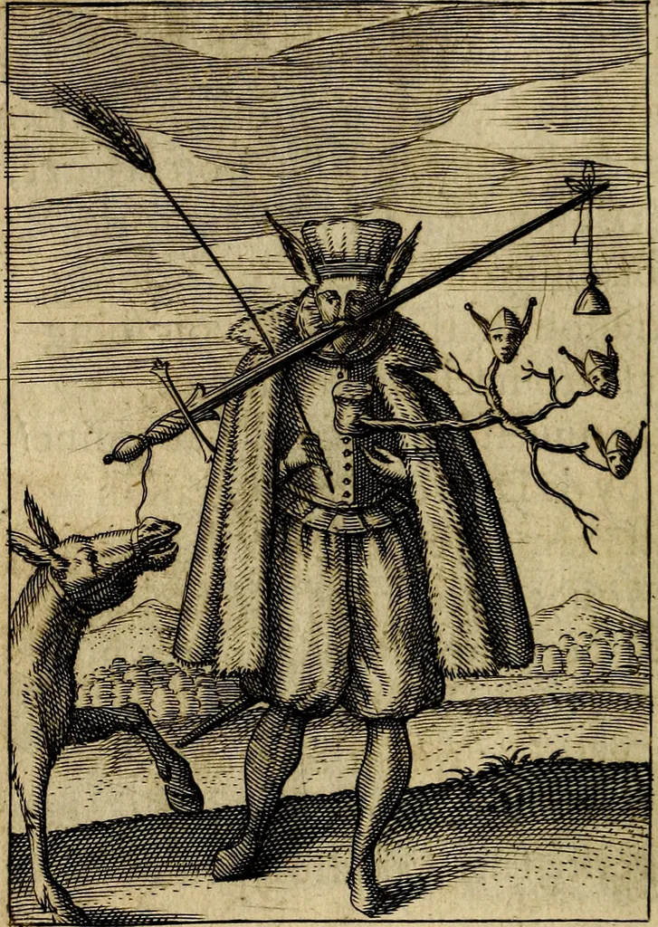 An illustration from Emblemes nouveaux; esquels le cours de ce monde est depeint et representé par certaines figures, desquelles le sens est expliqué par rimes ... Premieremente en allemand & maintenent en françois .., 1617, leaf 95