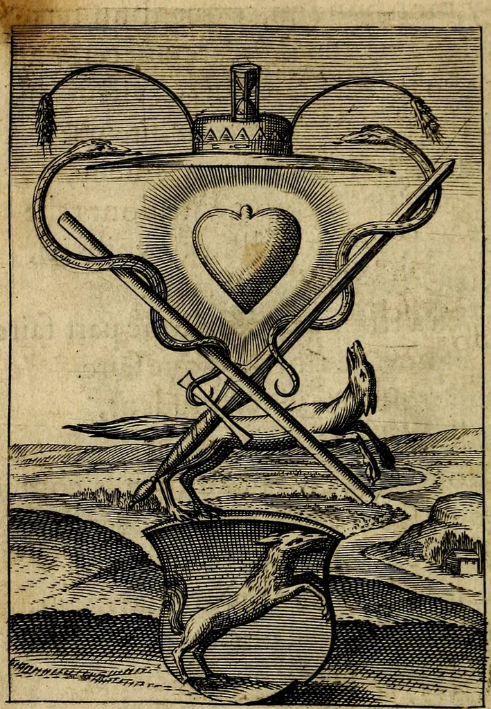 An illustration from Emblemes nouveaux; esquels le cours de ce monde est depeint et representé par certaines figures, desquelles le sens est expliqué par rimes ... Premieremente en allemand & maintenent en françois .., 1617, leaf 99