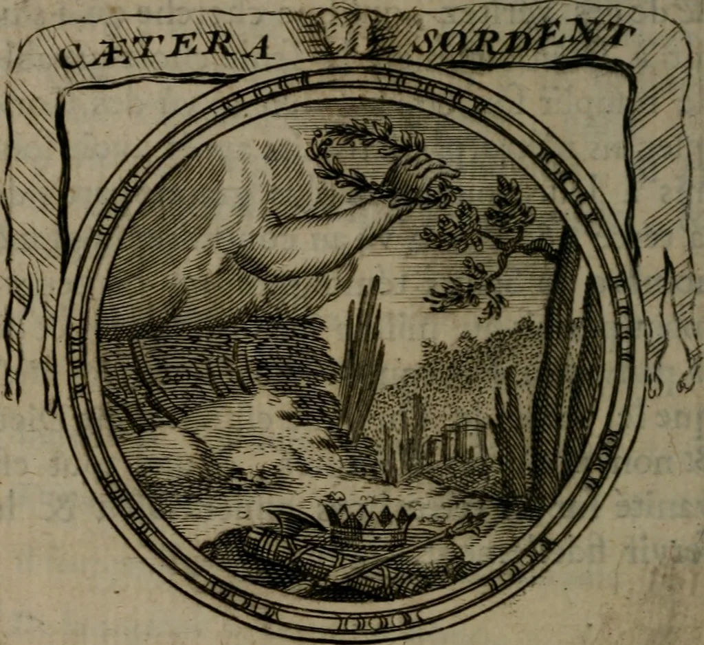 An illustration from Emblemes ou devises chretiennes : ouvrage mêlé de prose & de vers, et enrichi de figures .., 1717, leaf 57