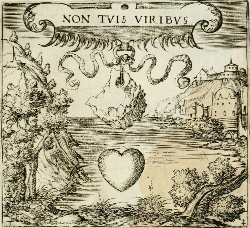 An illustration from Emblemes, ov, Devises chrestiennes, 1571, leaf 28