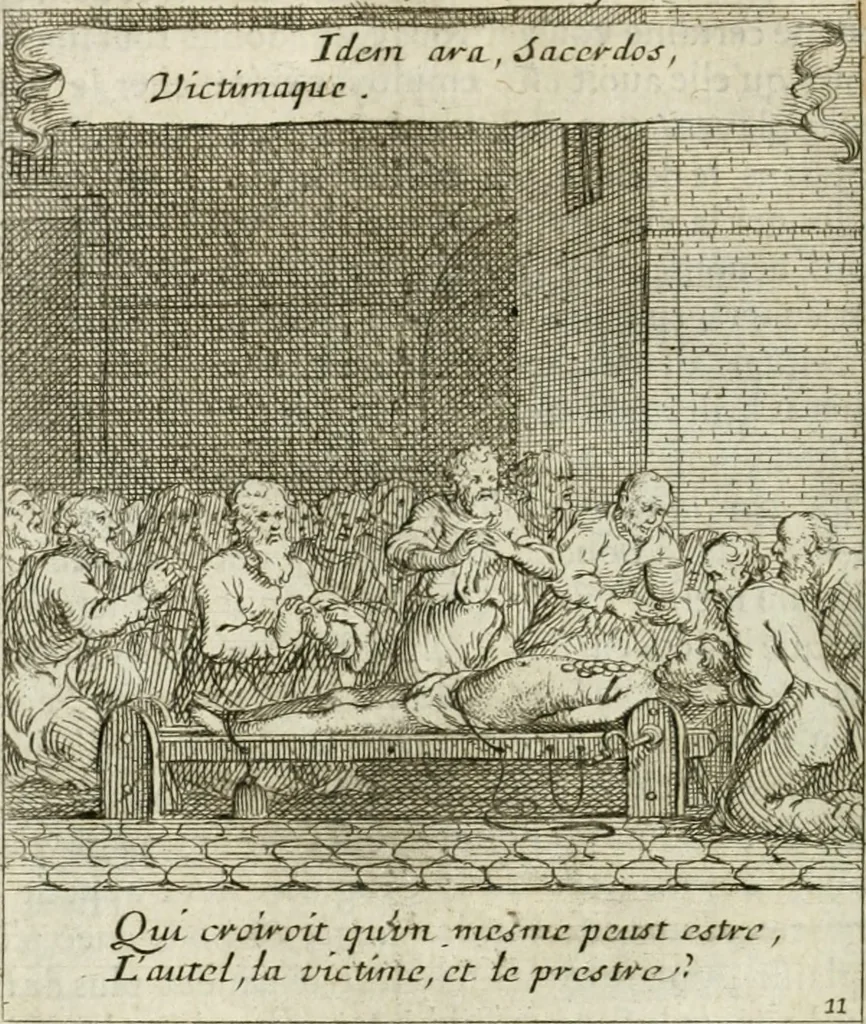 An illustration from Emblemes sacrez sur le tres-saint et tres-adorable sacrement de l'eucharistie, 1667, leaf 39
