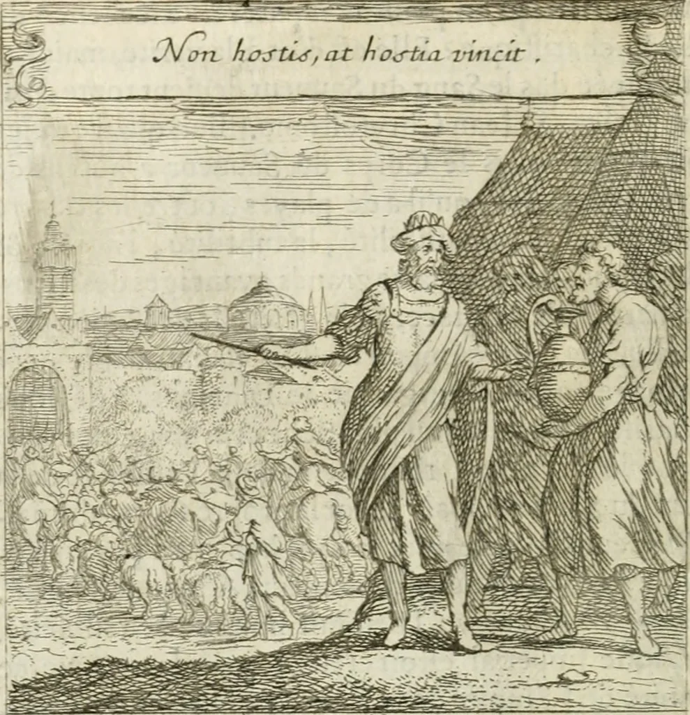 An illustration from Emblemes sacrez sur le tres-saint et tres-adorable sacrement de l'eucharistie, 1667, leaf 45
