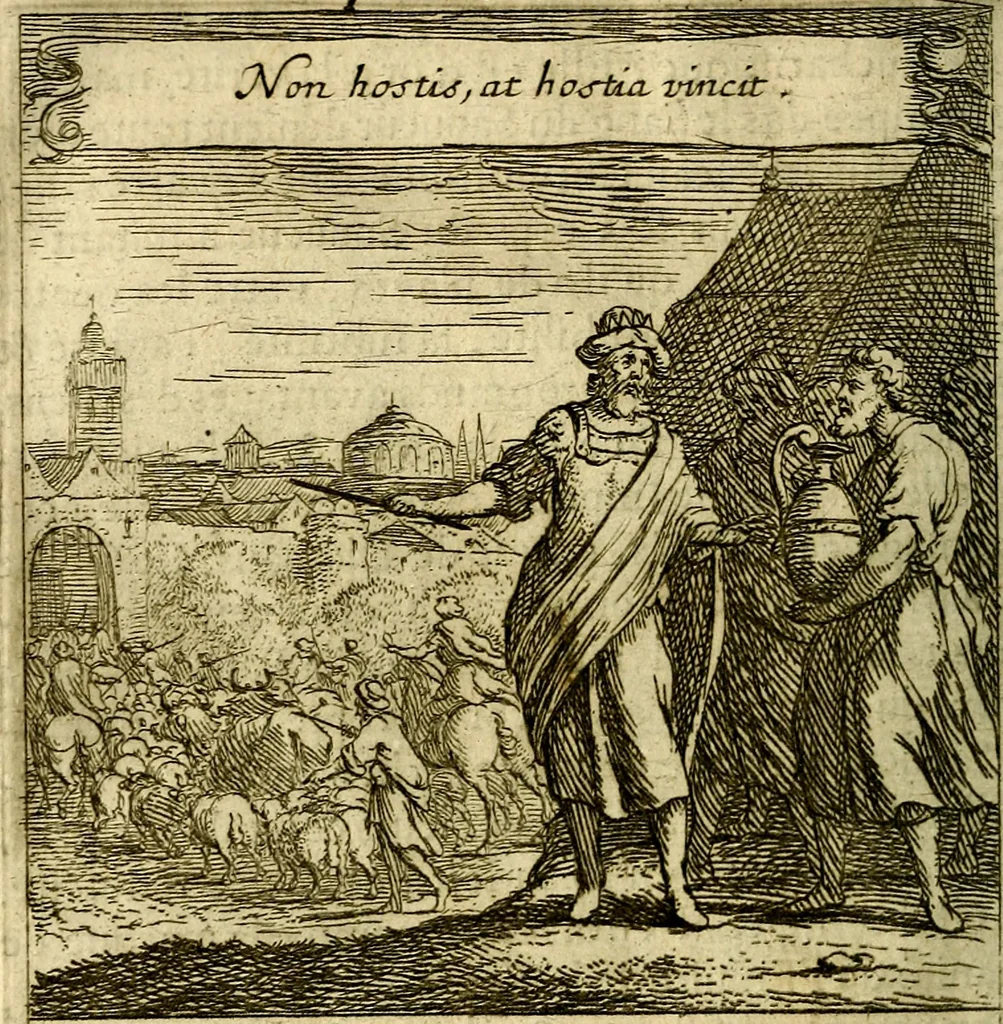An illustration from Emblemes sacrez svr le tres-saint et tresadorable sacrement de l'evcharistie, 1667, leaf 47