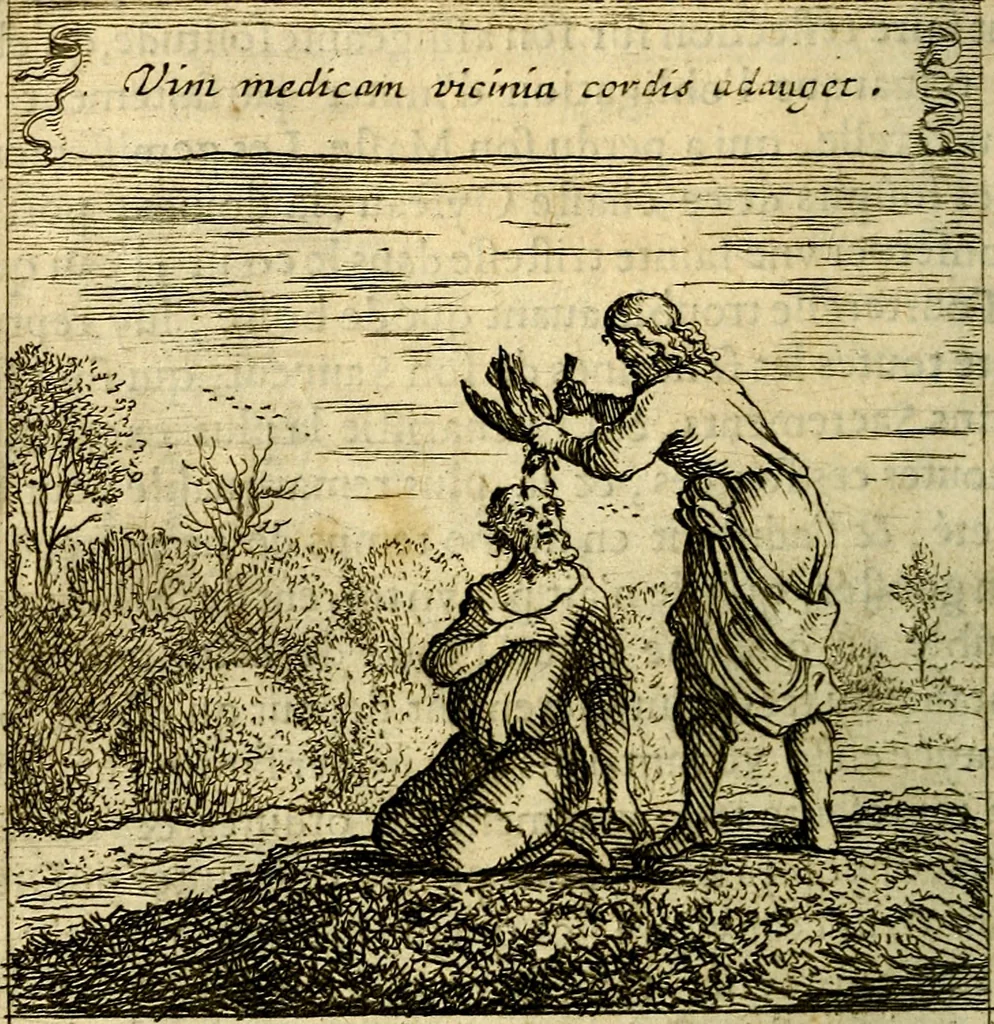 An illustration from Emblemes sacrez svr le tres-saint et tresadorable sacrement de l'evcharistie, 1667, leaf 97