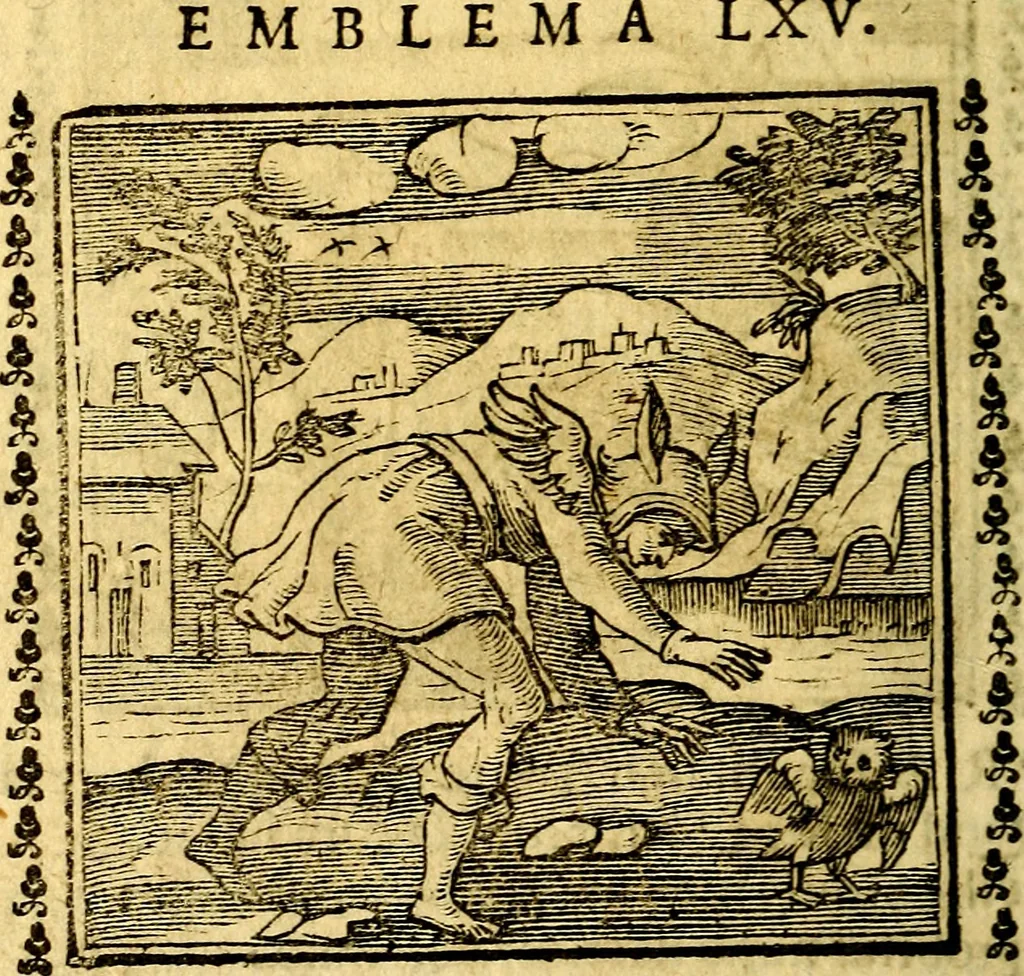 An illustration from Emblemi. Dal latino nel vulgare italiano ridotti, contenenti il fiore et la sostanza de' più scelti scrittori & delle più celebri discipline dell'vniuerso, ripieni di ottimi consigli & saluteuoli documenti, per l'vso ciuile et morale della vita humana, 1626, leaf 103