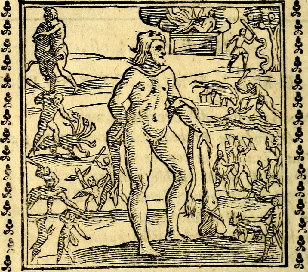 An illustration from Emblemi. Dal latino nel vulgare italiano ridotti, contenenti il fiore et la sostanza de' più scelti scrittori & delle più celebri discipline dell'vniuerso, ripieni di ottimi consigli & saluteuoli documenti, per l'vso ciuile et morale della vita humana, 1626, leaf 215