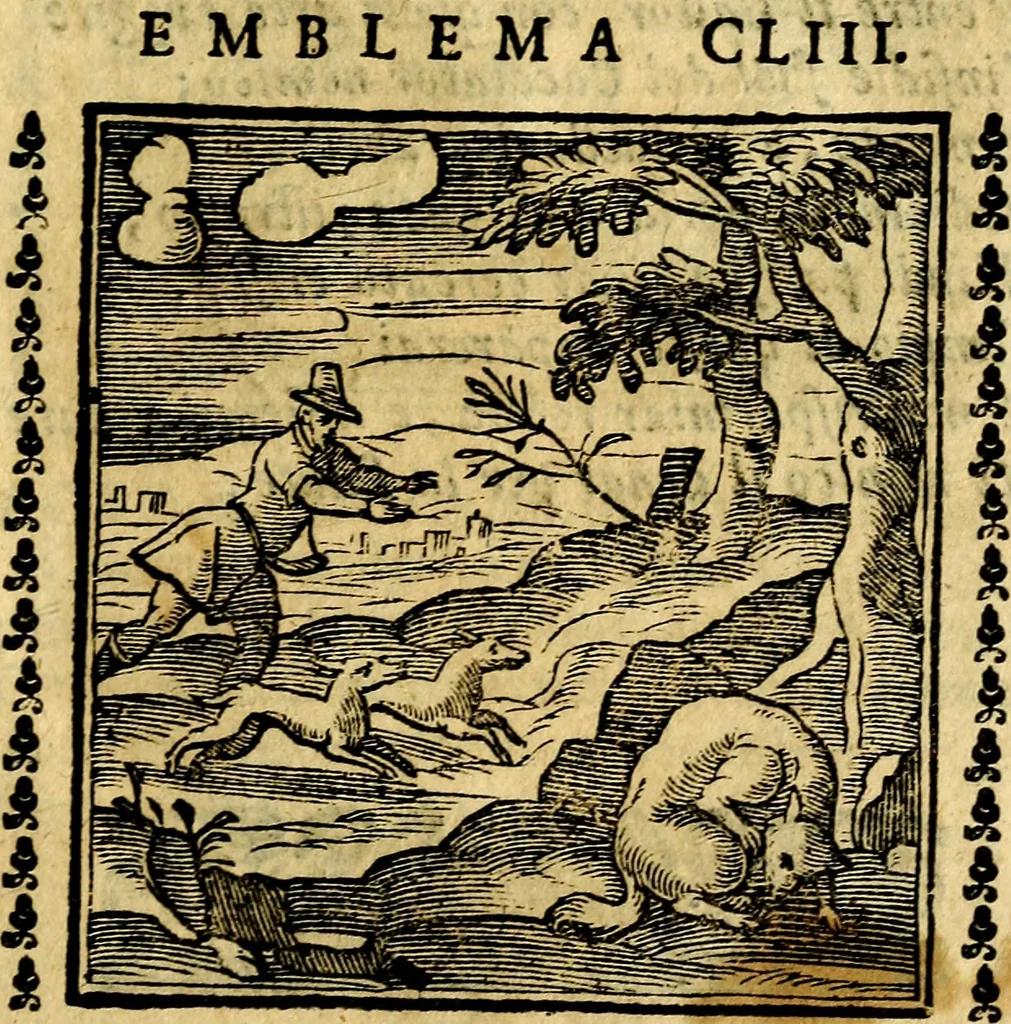 An illustration from Emblemi. Dal latino nel vulgare italiano ridotti, contenenti il fiore et la sostanza de' più scelti scrittori & delle più celebri discipline dell'vniuerso, ripieni di ottimi consigli & saluteuoli documenti, per l'vso ciuile et morale della vita humana, 1626, leaf 236