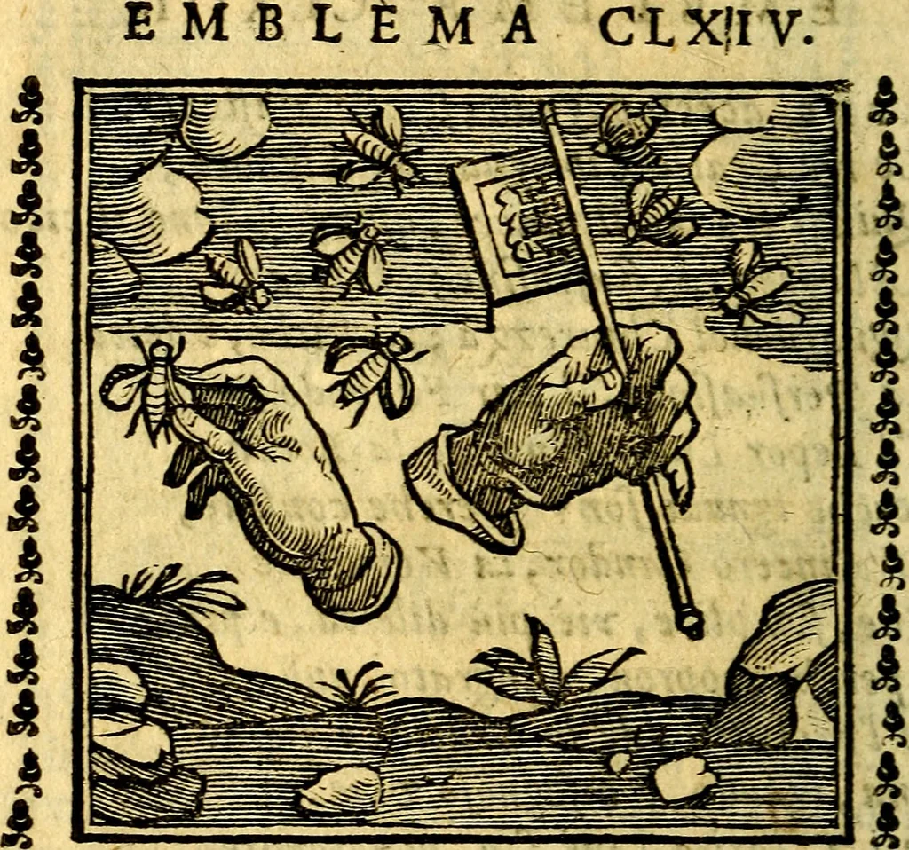 An illustration from Emblemi. Dal latino nel vulgare italiano ridotti, contenenti il fiore et la sostanza de' più scelti scrittori & delle più celebri discipline dell'vniuerso, ripieni di ottimi consigli & saluteuoli documenti, per l'vso ciuile et morale della vita humana, 1626, leaf 253