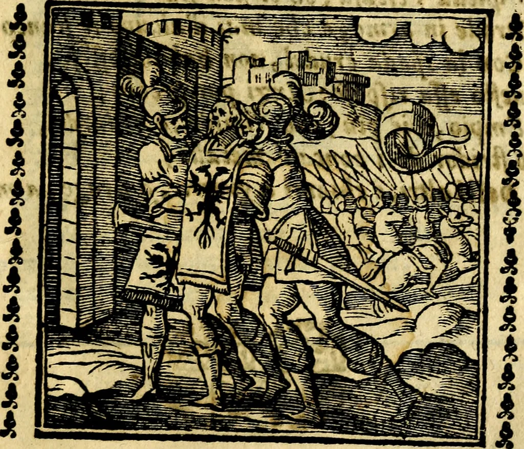 An illustration from Emblemi. Dal latino nel vulgare italiano ridotti, contenenti il fiore et la sostanza de' più scelti scrittori & delle più celebri discipline dell'vniuerso, ripieni di ottimi consigli & saluteuoli documenti, per l'vso ciuile et morale della vita humana, 1626, leaf 268