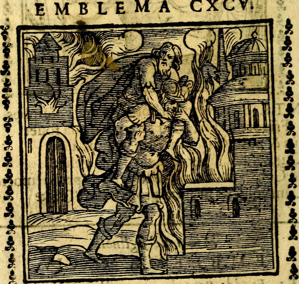 An illustration from Emblemi. Dal latino nel vulgare italiano ridotti, contenenti il fiore et la sostanza de' più scelti scrittori & delle più celebri discipline dell'vniuerso, ripieni di ottimi consigli & saluteuoli documenti, per l'vso ciuile et morale della vita humana, 1626, leaf 301