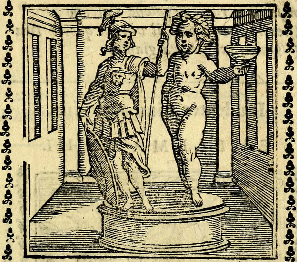 An illustration from Emblemi. Dal latino nel vulgare italiano ridotti, contenenti il fiore et la sostanza de' più scelti scrittori & delle più celebri discipline dell'vniuerso, ripieni di ottimi consigli & saluteuoli documenti, per l'vso ciuile et morale della vita humana, 1626, leaf 44